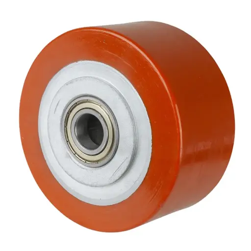 C10.157 Wheel series 150mm brown Prothane® polyurethane on cast iron centre 25mm bore hub length 82mm ball bearing 1200kg