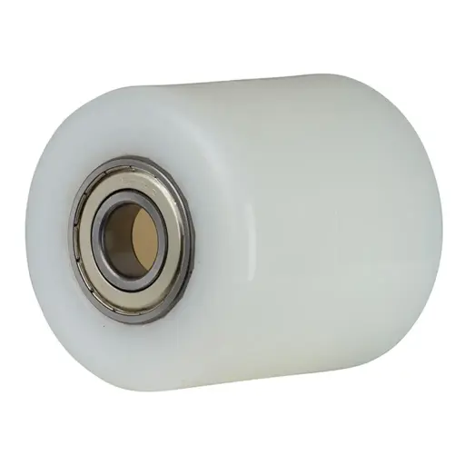 C45.85.20A Wheel series Pallet truck roller 85x90mm white nylon 20mm bore, width over ball bearings 90mm, 900kg