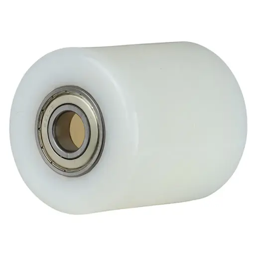 C45.85.20B Wheel series Pallet truck roller 85x100mm white nylon 20mm bore, width over ball bearings 100mm, 1000kg