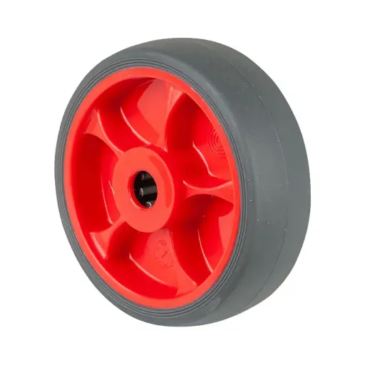 B44.101.F003 Wheel series 100mm grey thermoplastic rubber on polypropylene centre 12mm bore hub length 40mm roller bearing 110kg