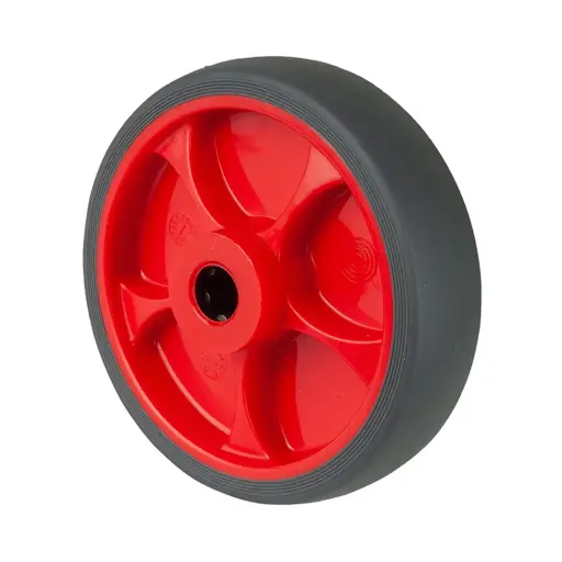 B44.126.F003 Wheel series 125mm grey thermoplastic rubber on polypropylene centre 15mm bore hub length 50mm roller bearing 120kg