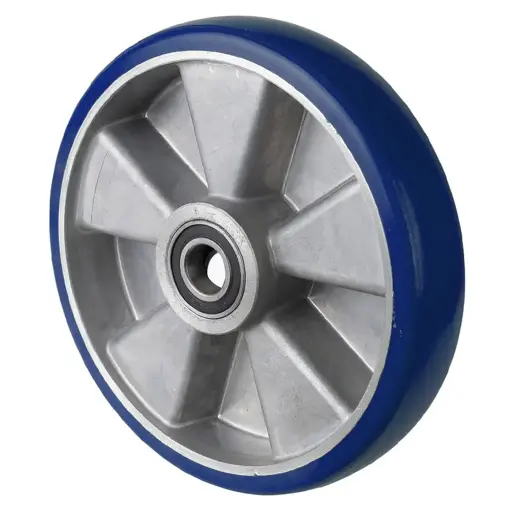 B92.250 Wheel series 250mm blue Besothane polyurethane on aluminium centre 25mm bore hub length 60mm ball bearing 1000kg