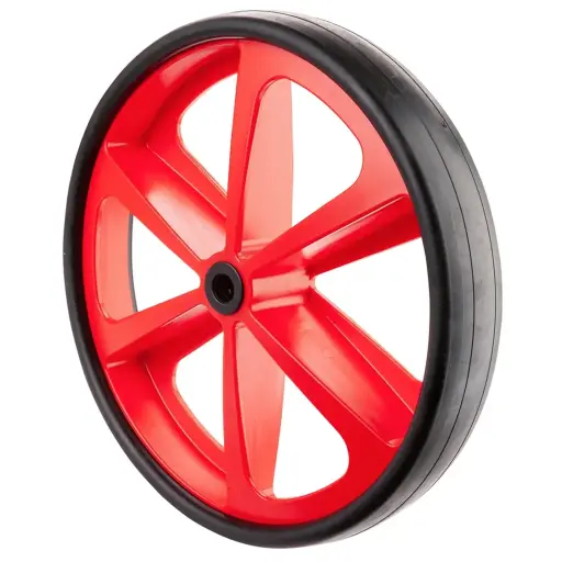 B52.400 Wheel series 400mm black thermoplastic rubber on red polypropylene centre 20mm bore hub length 75mm roller bearing 300kg