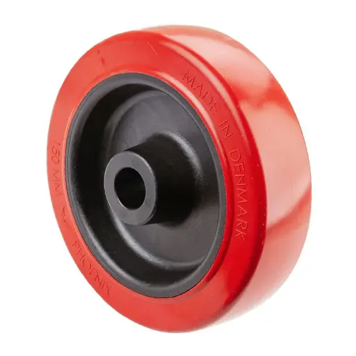 B21.152 Wheel series 150mm red heat resistant silicone rubber on fibre glass reinforced polyamide centre (-25°C - +250°C) 20mm bore hub length 60mm plain bearing 160kg